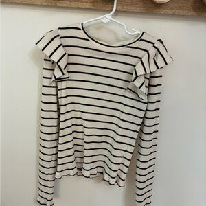 Zara Cream Flutter Sleeve Blouse Ruffled Fitted